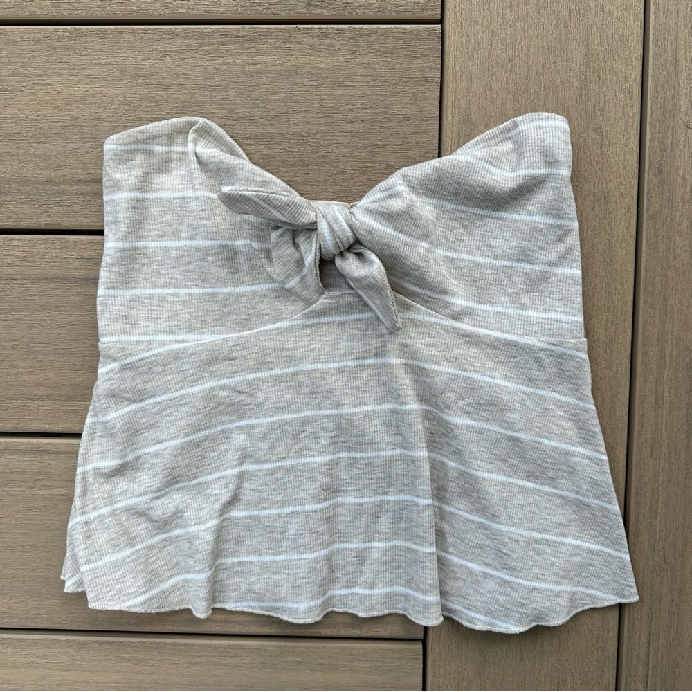 Strapless Beige Tie Top